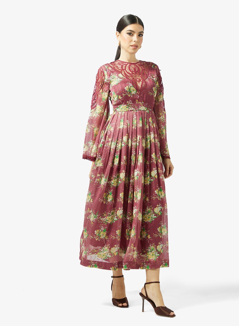 Threadz by Ajooni Floral Pleated Dress - Image 1